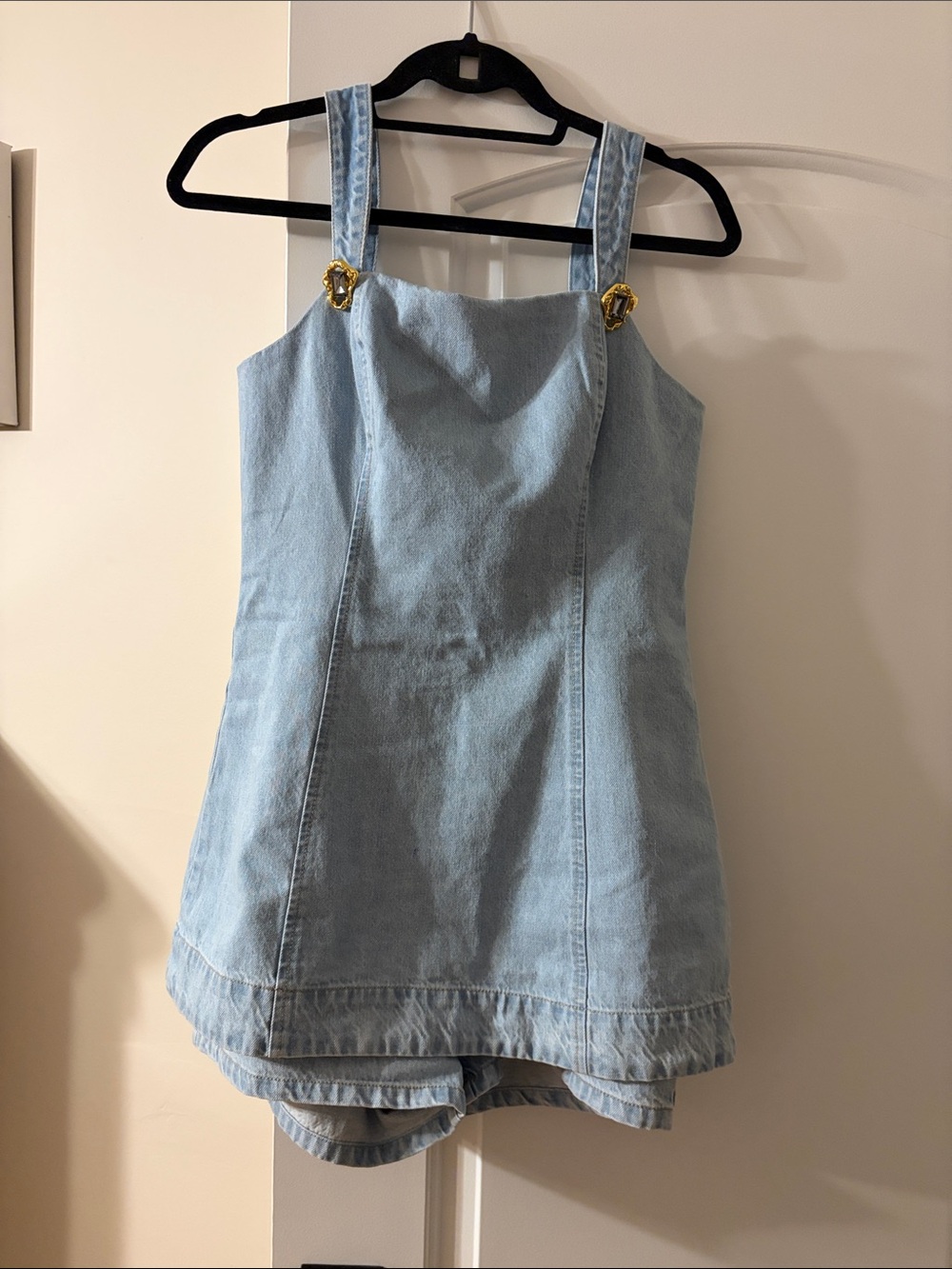 Light Blue Denim womans Overall Shorts